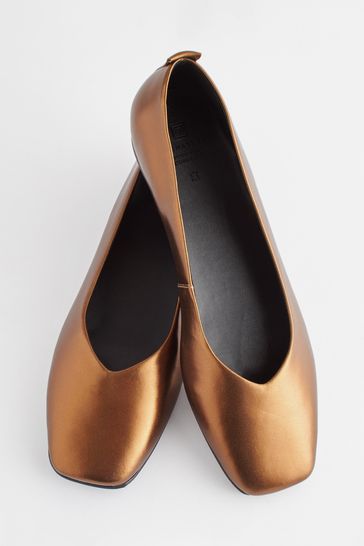 Buy Bronze Signature Leather Hi Cut Ballerina Shoes from Next