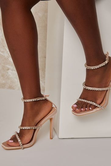 Diamante strappy heels sales