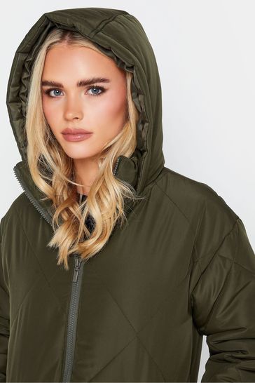 PixieGirl Petite Green Diamond Quilt Hooded Coats