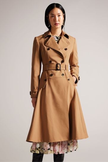 Double breasted cheap long trench coat