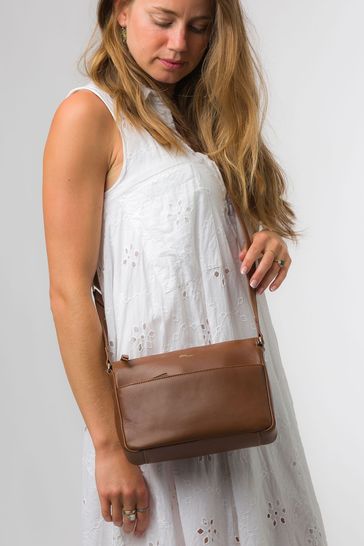 Pure Luxuries London Amber Nappa Leather Cross-Body Bag