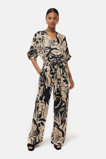 Floral silk jumpsuit discount