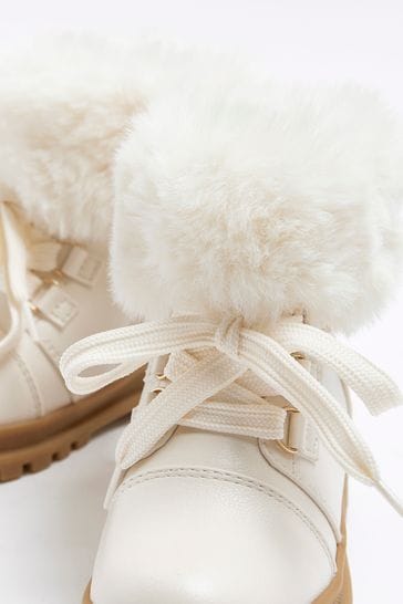 Buy River Island Faux Fur Hiker Girls Boots Next