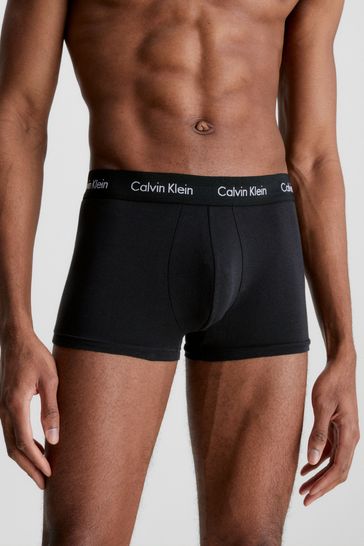 Calvin Klein Black Cotton Stretch Low Rise Trunks 3 Pack