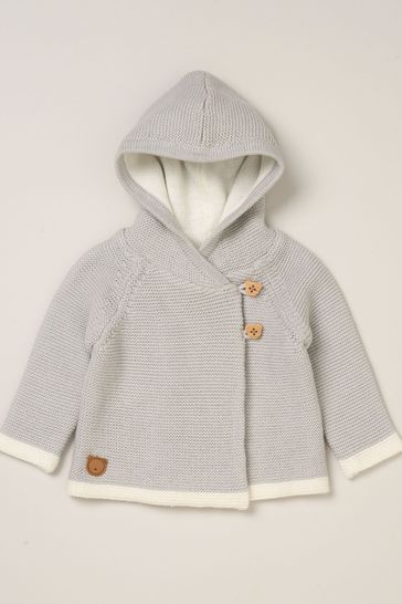 Rock-A-Bye Baby Boutique Grey Cotton Knitted Hooded Jacket