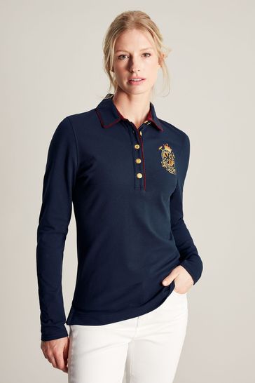 Joules Ashley Navy Long Sleeve Polo Shirt