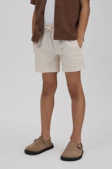 Reiss Stone Acen Junior Linen Drawstring Shorts