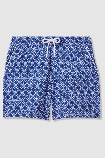 Blue and white patterned shorts sale