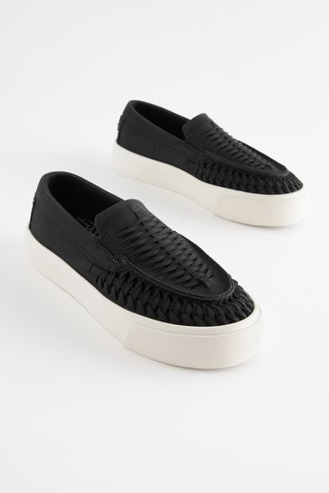 Black Woven Loafers