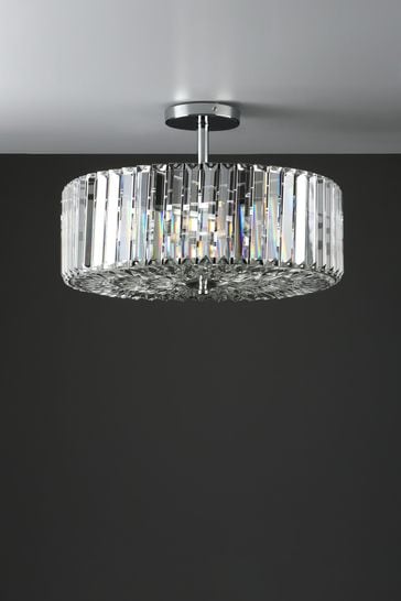 Laura Ashley Chrome Fernhurst Art Deco 3 Light Flush Ceiling Light