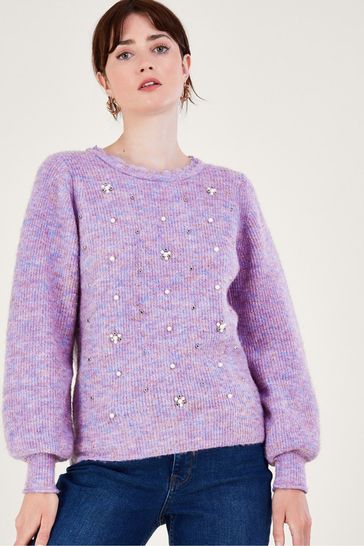 Monsoon Purple Pearl and Crystal Jumper