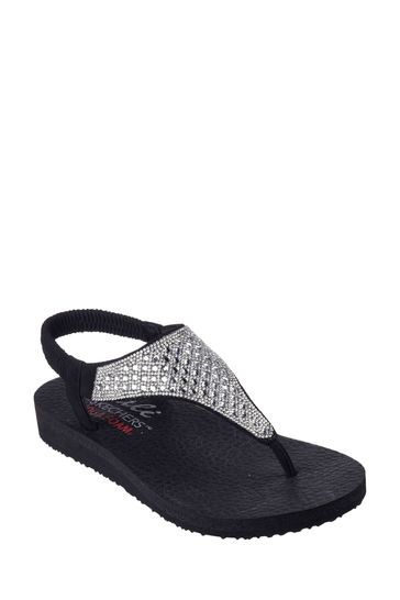 Skechers Light Black Meditation Rockstar Sandals