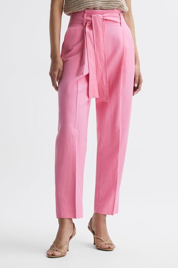 Pink belted pants deals