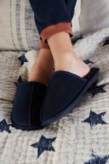 Navy mule slippers sales