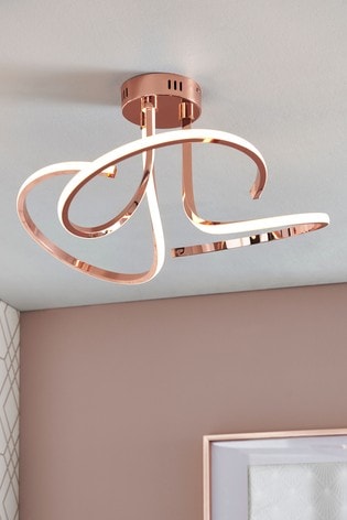 Copper Sculptural LED Flush Ceiling Light