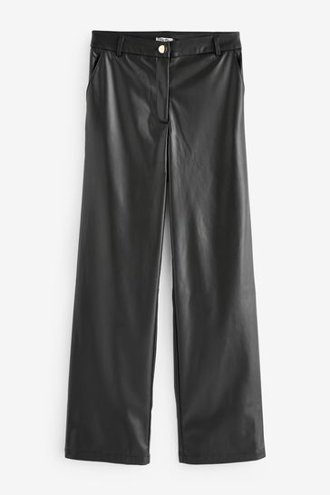 Chi Chi London Black Bardot Faux Leather Wide Leg Trousers