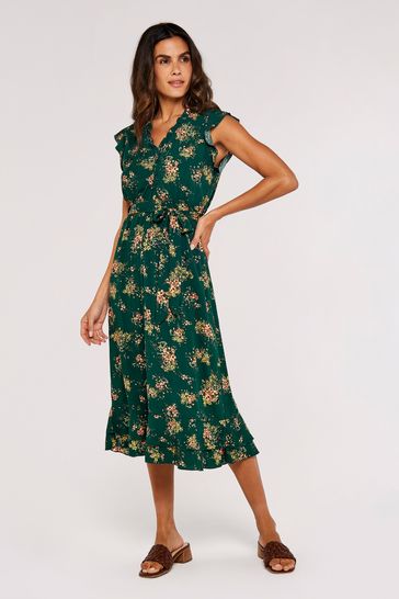 Apricot ditsy floral dress online