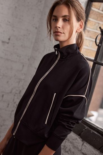 Mint Velvet Black Zip Front Sweatshirt