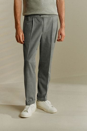 Pantalones de chándal de vestir de corte slim texturizados grises