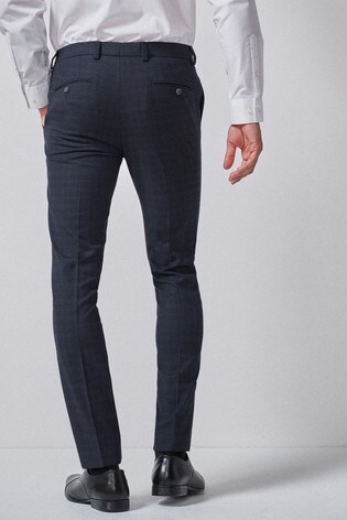 Buy Navy Black Super Skinny Fit Check Suit Trousers from Next