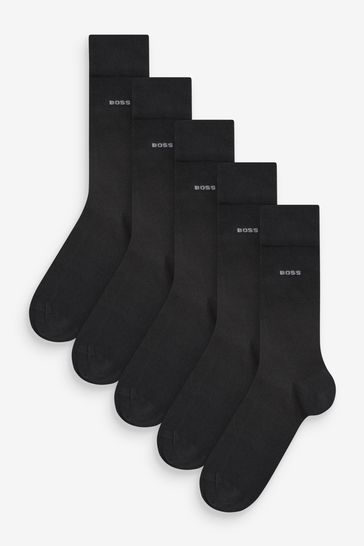 BOSS Black Cotton Blend Regular Length Socks 5 Pack