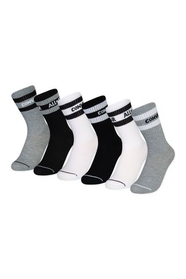 Converse Grey Kids Crew Socks 6 Pack