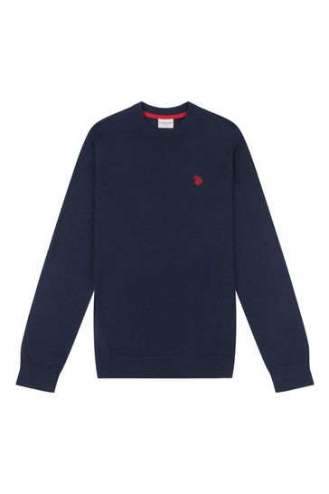 Buy U.S. Polo Assn. Mens Blue Cotton Crew Neck Jumper from Next