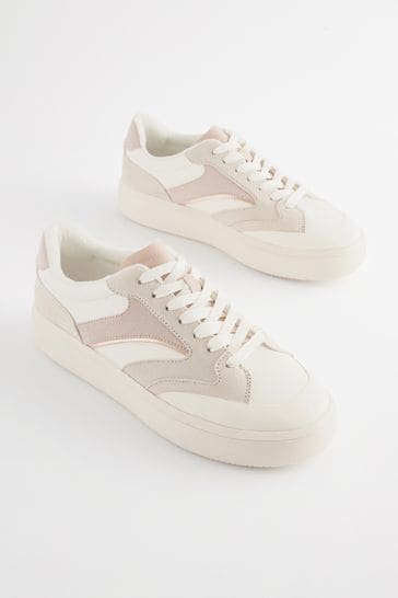 Neutral Forever Comfort Panelled Retro Lace Up Trainers