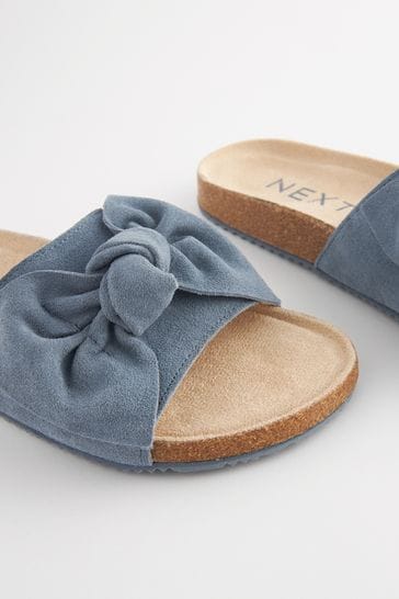 Buy Blue Suede Bow Sliders from Next Kuwait