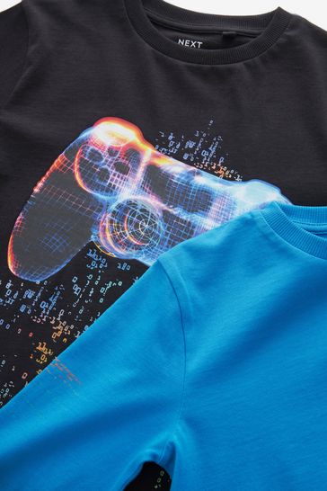 Black and shop blue graphic tee
