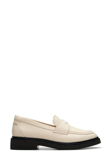 Clarks Cream Leather Splend Edge Shoes