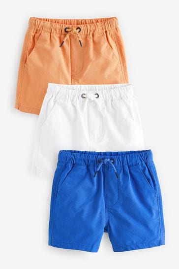 Blue/Orange/White Pull On Shorts 3 Pack (3mths-7yrs)