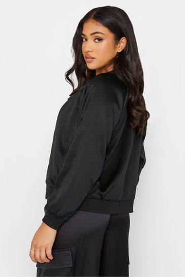 Buy PixieGirl Petite Black Satin Bomber Jacket from Next Luxembourg