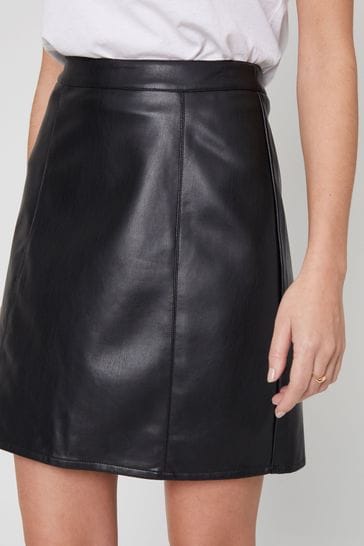 Threadbare Black Mini PU Faux Leather Skirt