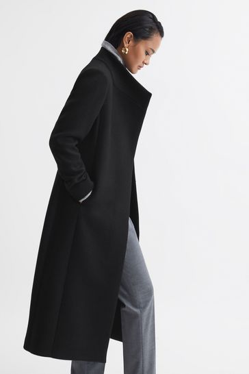 Black wool sales longline coat