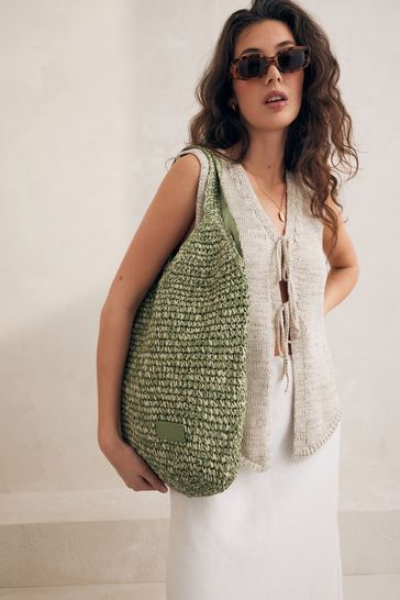 Buy Green Straw Shoulder Bag from Next Ireland