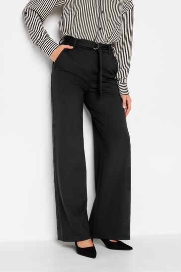 Tall Women's LTS Black Glitter Plisse Wide Leg Trousers | Long Tall Sally