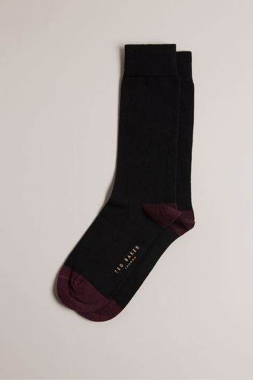 Ted Baker Black Corecol Socks With Contrast Colour Heel And Toe