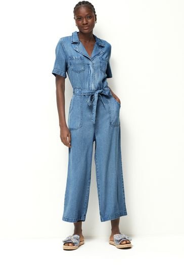 Mid Blue TENCEL™ Wide Leg Jumpsuit