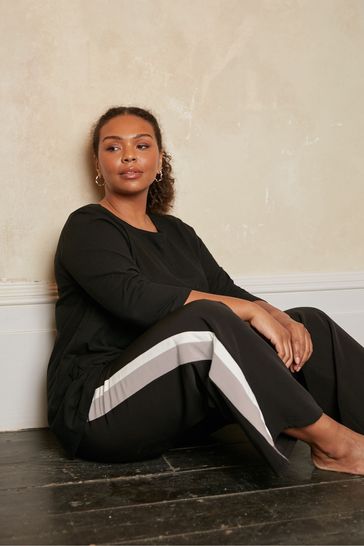 Black side shop stripe trousers