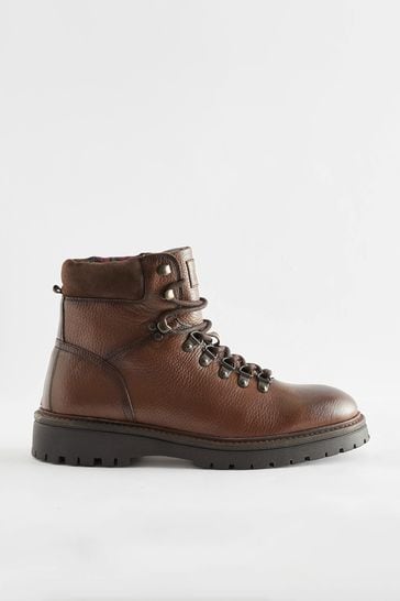 Brown leather hiking boots sales