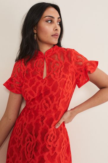 Lulu red lace dress top