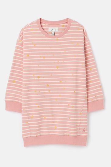 Joules Poppy Pink Striped Sweater Dress