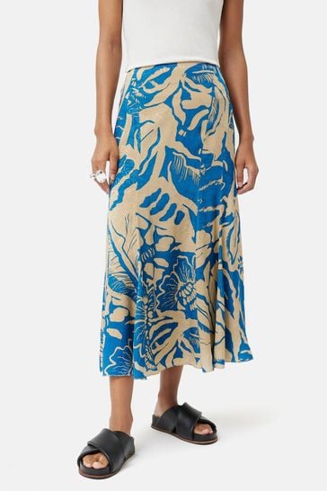Buy Jigsaw Blue Strokes Floral Jacquard Skirt from Next Ireland