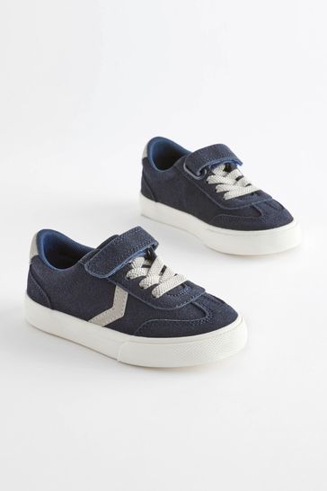Navy Blue Standard Fit (F) Touch Fastening Chevron Trainers