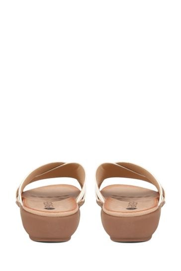 Pavers Embellished Cross Strap White Sandals