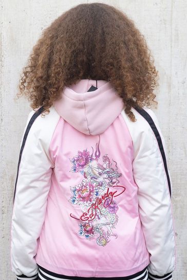 Hype X Ed Hardy Kids Pink Jacket Floral Souvenir Jacket