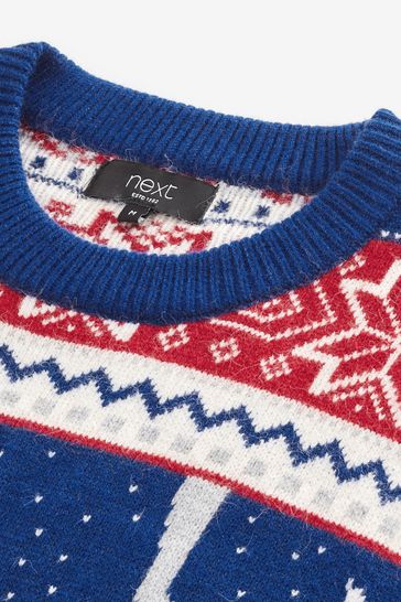 Blue and white christmas jumper clearance
