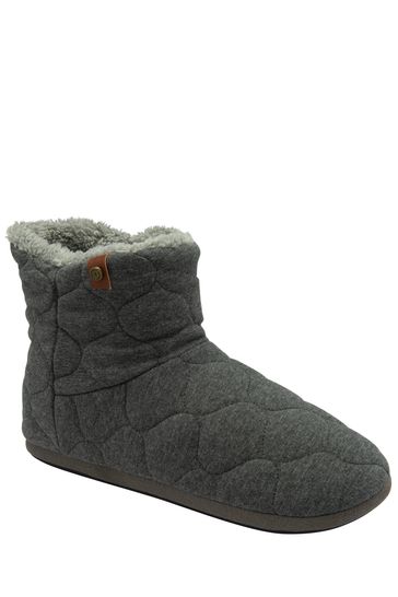 Dunlop Grey Mens Quilted Bootee Slippers