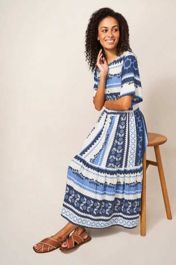 Blue and white midi dress hot sale